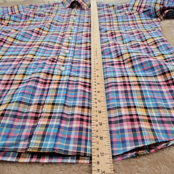 Bill & Blass Plaid Shirt Non Iron Button-Down Colorful Checkered Pattern Mens L - Picture 4 of 10